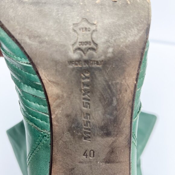 Vintage Y2K Miss Sixty Tall Green Boots | Leather | Size 40 - Picture 8 of 9